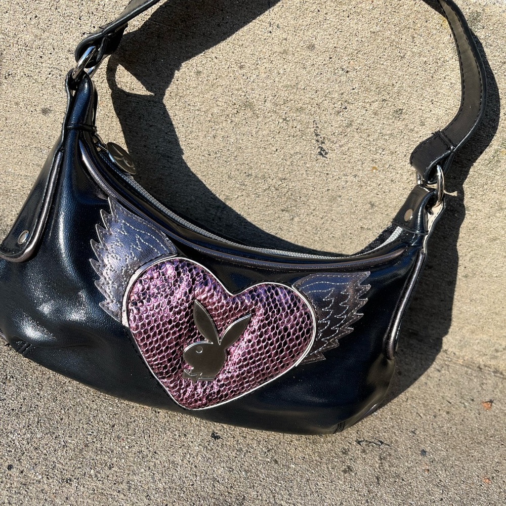 PLAYBOY Blue and Pink Heart Embellished Shoulder Bag